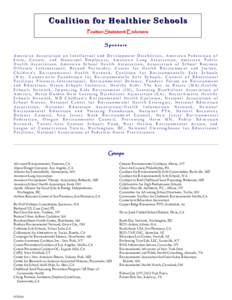 Coalition for Healthier Schools Position Statement Endorsers Sponsors American Association on Intellectual and Development Disabilities, American Federation of State, County, and Municipal Employees, American Lung Associ