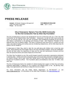 City of Greenacres 5800 Melaleuca Lane  Greenacres  Florida  [removed]  Ph: [removed]  Fax: [removed]  Web: ci.greenacres.fl.us PRESS RELEASE Contact: Jill Woods, Emergency Management/ Public Inf