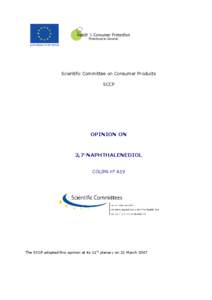 Opinion of the Scientific Committee on Consumer Products concerning 2,7-naphthalenediol (A19)