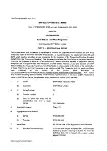 Final Terms dated 26 April 2013 BHP BILLITON FINANCE LIMITED Issue of €750,000,[removed]per cent. Notes due 29 April 2033 underthe €20,000,000,000 Euro Medium Term Note Programme