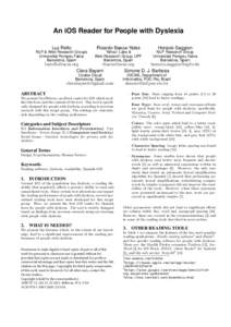 Developmental dyslexia / Reading / Special education / Knowledge / Applied linguistics / Dyslexia / Readability / Ricardo Baeza-Yates / Education / Educational psychology / Linguistics