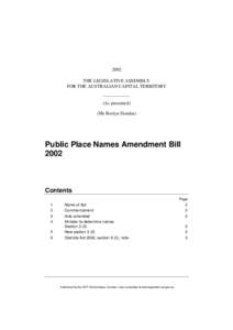 2002 THE LEGISLATIVE ASSEMBLY FOR THE AUSTRALIAN CAPITAL TERRITORY (As presented) (Ms Roslyn Dundas)