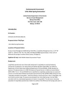 Environmental Assessment Little Alkali Spring Restoration