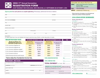 Complete and return this form to:  NBWA 77TH Annual Convention REGISTRATION FORM