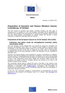EUROPEAN COMMISSION  MEMO Brussels, 11 October[removed]Preparation of Economic and Finance Ministers Council,