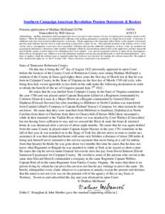 Southern Campaign American Revolution Pension Statements & Rosters Pension application of Mathias McDaniel S2796 Transcribed by Will Graves f16VA[removed]