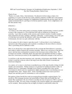 REO and Vacant Properties: Strategies for Neighborhood Stabilization, September 2, 2010