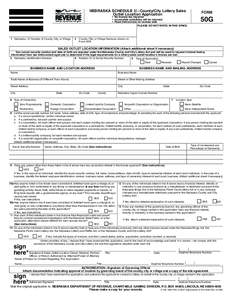 NEBRASKA SCHEDULE II – County/City Lottery Sales Outlet Location Application FORM  50G