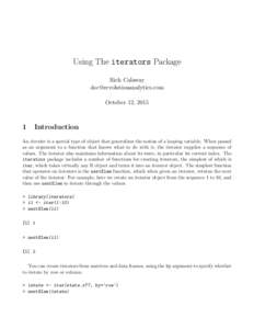 Using The iterators Package Rich Calaway  October 12, 