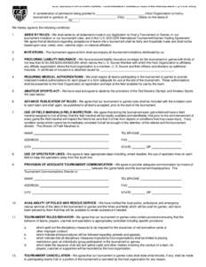 U.S. SOCCER INTERNATIONAL TOURNAMENT/GAMES HOSTING AGREEMENT (HTEDIn consideration of permission being granted to _____________________________ (Host Organization) to hold a tournament or game(s) at ______________
