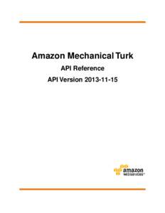 Amazon Mechanical Turk API Reference