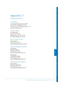 Appendix 7 Contact directory Central Office 19 National Circuit, Barton ACT 2600 GPO Box 707, Canberra ACT 2601 Tel[removed]; Fax[removed]