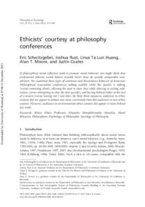 Philosophical Psychology Vol. 25, No. 3, June 2012, 331–340 Downloaded by [University of Houston] at 07:06 11 DecemberEthicists’ courtesy at philosophy