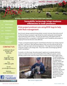 From the flock MAY 2010 • VOLUME 7 • ISSUE 5  MONTHLY NEWSLETTER FOR THE CANADIAN SHEEP INDUSTRY