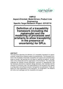 AMPLE Aspect-Oriented, Model-Driven, Product Line Engineering Specific Target Research Project: IST[removed]Definition of a traceability