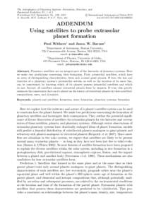 The Astrophysics of Planetary Systems: Formation, Structure, and Dynamical Evolution, E1, 1 of 2 c International Astronomical Union 2012 Proceedings IAU Symposium No. 276, 2011  A. Sozzetti, M.G. Lattanzi & A.P. Boss, e