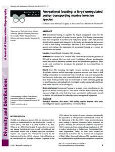 Diversity and Distributions  A Journal of Conservation Biogeography Diversity and Distributions, (Diversity Distrib[removed]–12