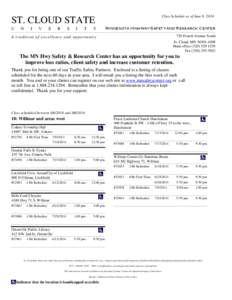 Class Schedule as of June 6, 2014  ST. CLOUD STATE Y  Minnesota Highway Safety and Research Center