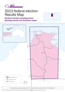 2013 federal election Results Map Northern Territory including Cocos (Keeling) Islands and Christmas Island  Christmas