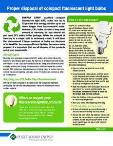 Proper disposal of compact fluorescent light bulbs ENERGY STAR® qualified compact fluorescent light (CFL) bulbs use up to 75 percent less energy and last up to ten times longer than incandescent bulbs. However, CFL bulb