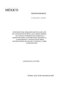 MÉXICO MISIÓNPERMANENTE 16, AVENUE DE BUDÉ, 1202 GENÉVE INTERVENCIÓN DEL EMBAJADOR GUSTAVO ALBÍN, JEFE DE LA DELEGACIÓN DE MÉXICO, EN EL DEBATE GENERAL