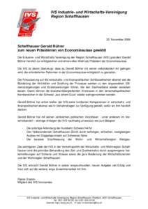 IVS Industrie- und Wirtschafts-Vereinigung Region Schaffhausen 22. November[removed]Schaffhauser Gerold Bührer