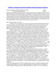 Southern Campaign American Revolution Pension Statements & Rosters Pension application of William McComb S16198 Transcribed by Will Graves f15VA[removed]