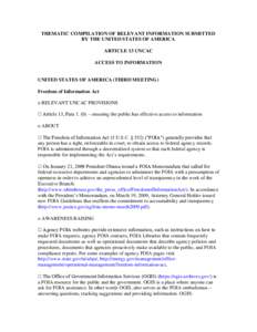 THEMATIC COMPILATION OF RELEVANT INFORMATION SUBMITTED BY THE UNITED STATES OF AMERICA ARTICLE 13 UNCAC ACCESS TO INFORMATION  UNITED STATES OF AMERICA (THIRD MEETING)