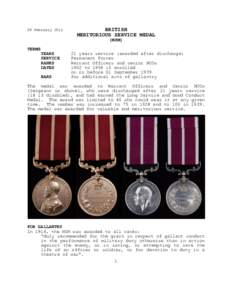 08 February[removed]BRITISH MERITORIOUS SERVICE MEDAL (MSM)