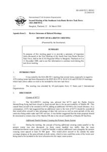 SEA-RR/TF/2−WP[removed]International Civil Aviation Organization Second Meeting of the Southeast Asia Route Review Task Force (SEA-RR/TF/2) Bangkok, Thailand, 22 – 26 March 2010