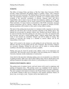 Parking Plan & Procedure  Fort Valley State University PARKING The Office of Campus Police and Safety at The Fort Valley State University (FVSU)