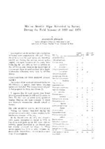 M m i ne Benthic Algae Recorded in Surtsey During the Field Seasons of 1969 and 1970 BY SIGXJRDIJR JONSSON Surtsey I3iological l.al)oratory, I J c s t l n a ~ ~ ~ ~ a eand