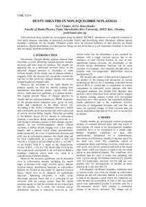 UDKDUSTY SHEATHS IN NON-EQUILIBRIUM PLASMAS Yu.I. Chutov, O.Yu. Kravchenko Faculty of Radio Physics, Taras Shevchenko Kiev University, 01033 Kiev, Ukraine, 