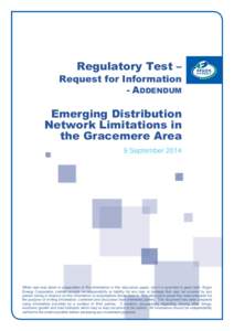 Regulatory Test – Request for Information - ADDENDUM Emerging Distribution Network Limitations in