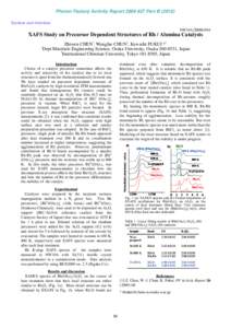 Photon Factory Activity Report 2009 #27 Part BSurface and Interface NW10A/2008G044  XAFS Study on Precursor Dependent Structures of Rh / Alumina Catalysts