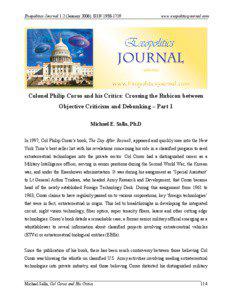 Pseudoscience / Ufologists / Central Intelligence Agency / United States National Security Council / Document forgery / Majestic 12 / Philip J. Corso / Robertson Panel / Michael Salla / National security / Roswell UFO incident / Paranormal