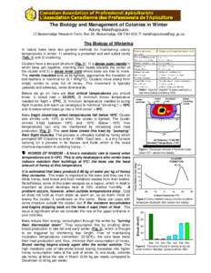 The Biology and Management of Colonies in Winter