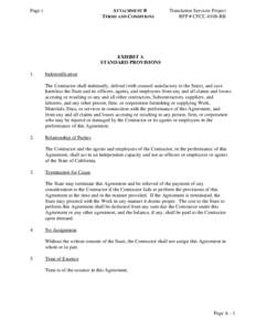 Page 1  ATTACHMENT B TERMS AND CONDITIONS  Translation Services Project