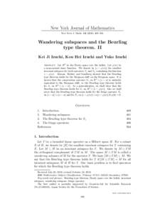 New York Journal of Mathematics New York J. Math–505. Wandering subspaces and the Beurling type theorem. II Kei Ji Izuchi, Kou Hei Izuchi and Yuko Izuchi