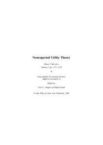 Nonexpected Utility Theory MARK J. MACHINA Volume 2, pp. 1173–1179