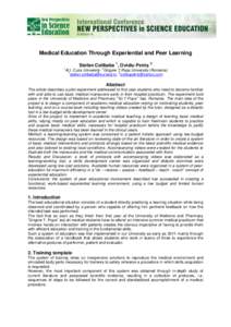 Medical education / Experiential education / Education / Critical pedagogy / Philosophy of education