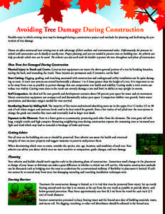 Avoiding Tree Damage During Construction Possible ways in which existing trees may be damaged during a construction project and methods for planning and facilitating the prevention of tree damage. Homes are often constru