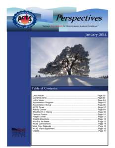 Perspectives “Setting a New Standard for Christ-Centered Academic Excellence.” January[removed]Table of Contents: