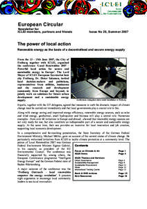 European Circular Newsletter for ICLEI members, partners and friends Issue No 29, Summer 2007