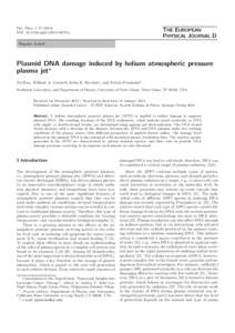 Plasmid DNA damage induced by helium atmospheric pressure plasma jet