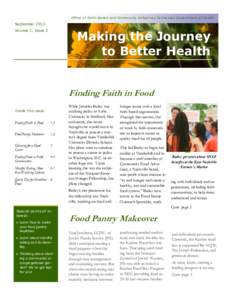 Office of Faith-Based and Community Initiatives Tennessee Department of Health  September 2013 Volume 1, Issue 2  Making the Journey