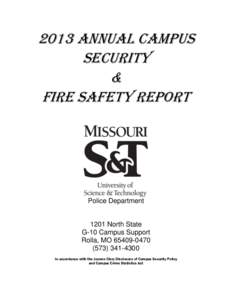 2013 Annual Campus security & Fire Safety Report  Police Department