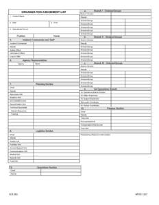 ORGANIZATION ASSIGNMENT LIST 1. Incident Name a.  Branch I - Division/Groups