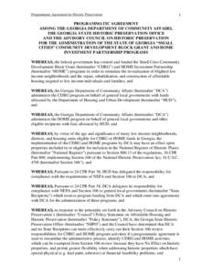 Programmatic Agreement for Historic Preservation  1 PROGRAMMATIC AGREEMENT AMONG THE GEORGIA DEPARTMENT OF COMMUNITY AFFAIRS,