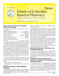 March[removed]News District of Columbia Board of Pharmacy Published to promote compliance of pharmacy and drug law